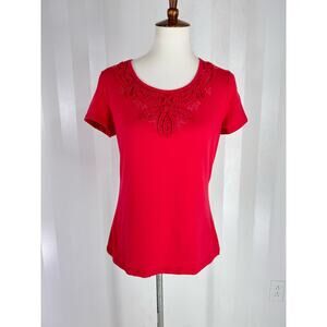 CAROLYN TAYLOR Women’s Red Embellished Top Sz S
